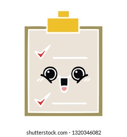 flat color retro cartoon of a check list