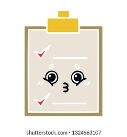 flat color retro cartoon of a check list