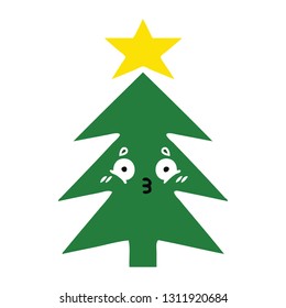 flat color retro cartoon of a christmas tree