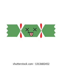 flat color retro cartoon of a christmas cracker
