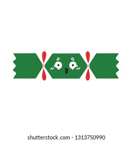 flat color retro cartoon of a christmas cracker