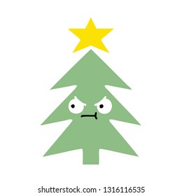 flat color retro cartoon of a christmas tree