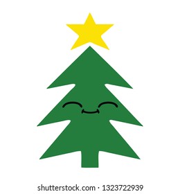 flat color retro cartoon of a christmas tree