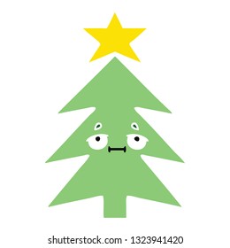 flat color retro cartoon of a christmas tree