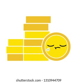 flat color retro cartoon of a coins