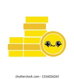 flat color retro cartoon of a coins