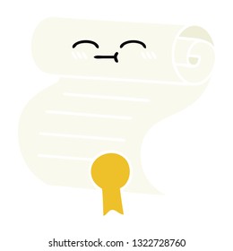 flat color retro cartoon of a contract