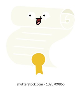 flat color retro cartoon of a contract