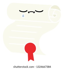 flat color retro cartoon of a contract