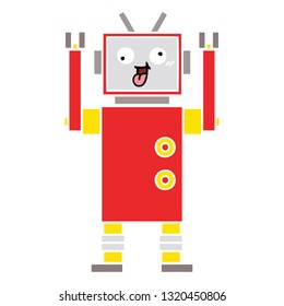 flat color retro cartoon of a crazy robot