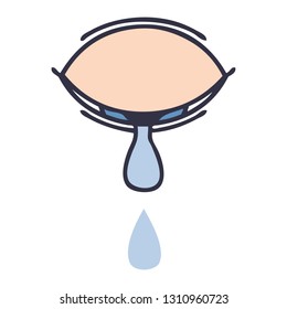flat color retro cartoon of a crying eye