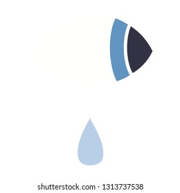 dibujo retro de color plano de un ojo llorando mirando a un lado