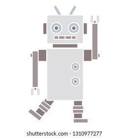 dibujo retro de color plano de un robot bailador