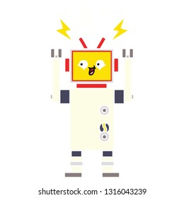 flat color retro cartoon of a dancing robot