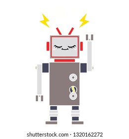dibujo retro de color plano de un robot bailador