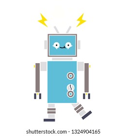 flat color retro cartoon of a dancing robot