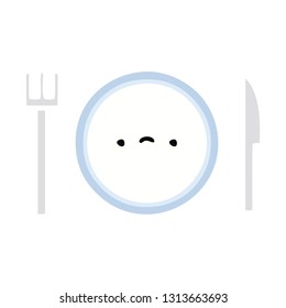 flat color retro cartoon of a dinner plate