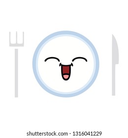 Flachfarbige Retro-Cartoon einer Dinner-Platte