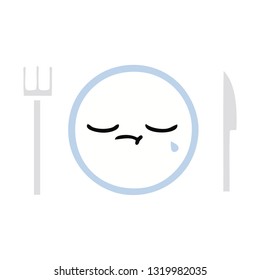 flat color retro cartoon of a dinner plate