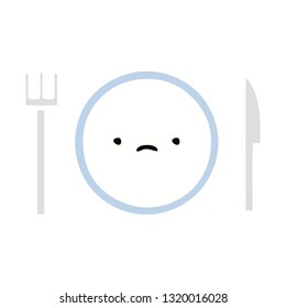 Flachfarbige Retro-Cartoon einer Dinner-Platte