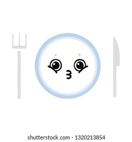 flat color retro cartoon of a dinner plate