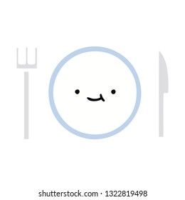 flat color retro cartoon of a dinner plate