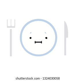 flat color retro cartoon of a dinner plate