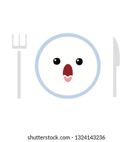 flat color retro cartoon of a dinner plate