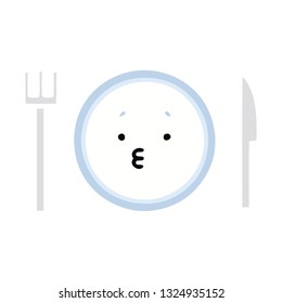 flat color retro cartoon of a dinner plate