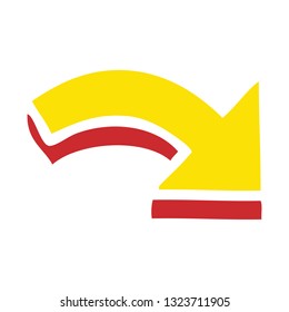 flat color retro cartoon of a directional arrow