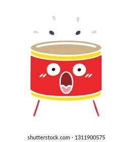 flat color retro cartoon of a drum