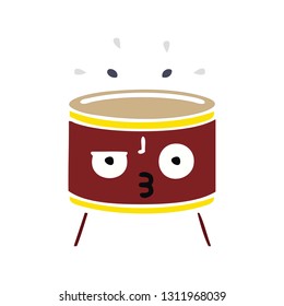 flat color retro cartoon of a drum
