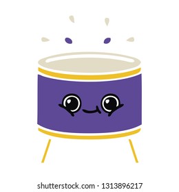 flat color retro cartoon of a drum