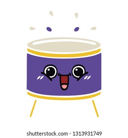 flat color retro cartoon of a drum