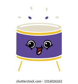 flat color retro cartoon of a drum