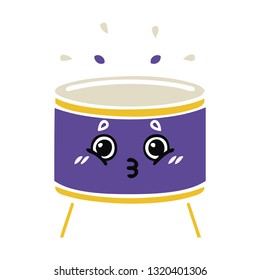 flat color retro cartoon of a drum