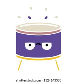 flat color retro cartoon of a drum