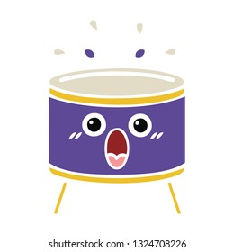flat color retro cartoon of a drum