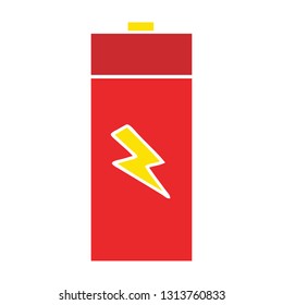 flat color retro cartoon of a electrical battery