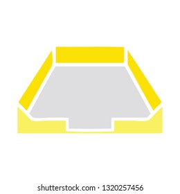 flat color retro cartoon of a empty tray