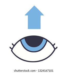 flat color retro cartoon of a eye looking up