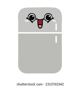 flat color retro cartoon of a fridge freezer