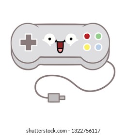 flat color retro cartoon of a game controller
