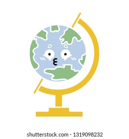 flat color retro cartoon of a globe of the world