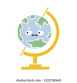 flat color retro cartoon of a globe of the world