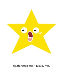 flat color retro cartoon of a gold star