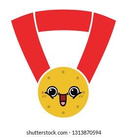 flat color retro cartoon of a gold medal