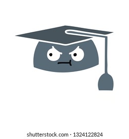 flat color retro cartoon of a graduation hat