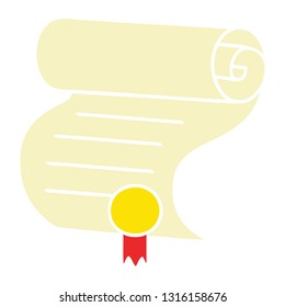 flat color retro cartoon of a important document