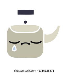 flat color retro cartoon of a kettle